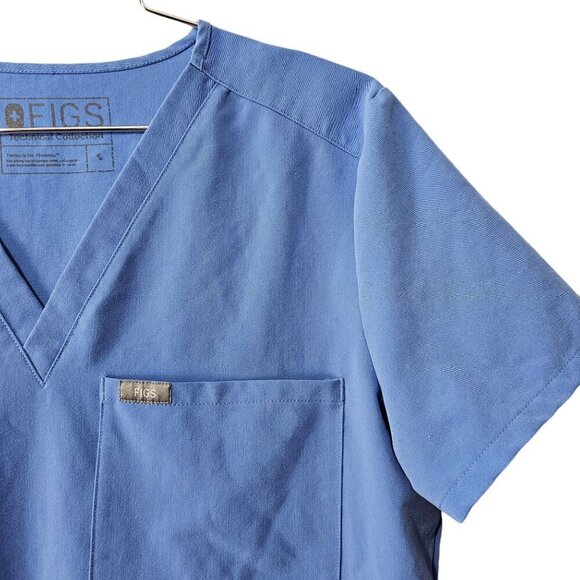 Figs Catarina One-Pocket Blue Scrub Top - Picture 3 of 8
